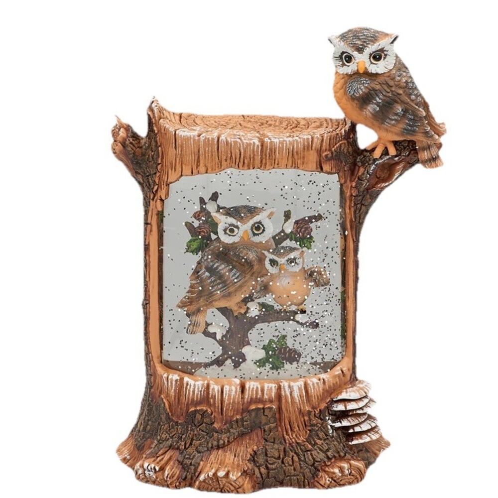 10” Christmas Owl Family Snow Globe, Musical Glittering Christmas Snow Globes - Picture 2 of 6